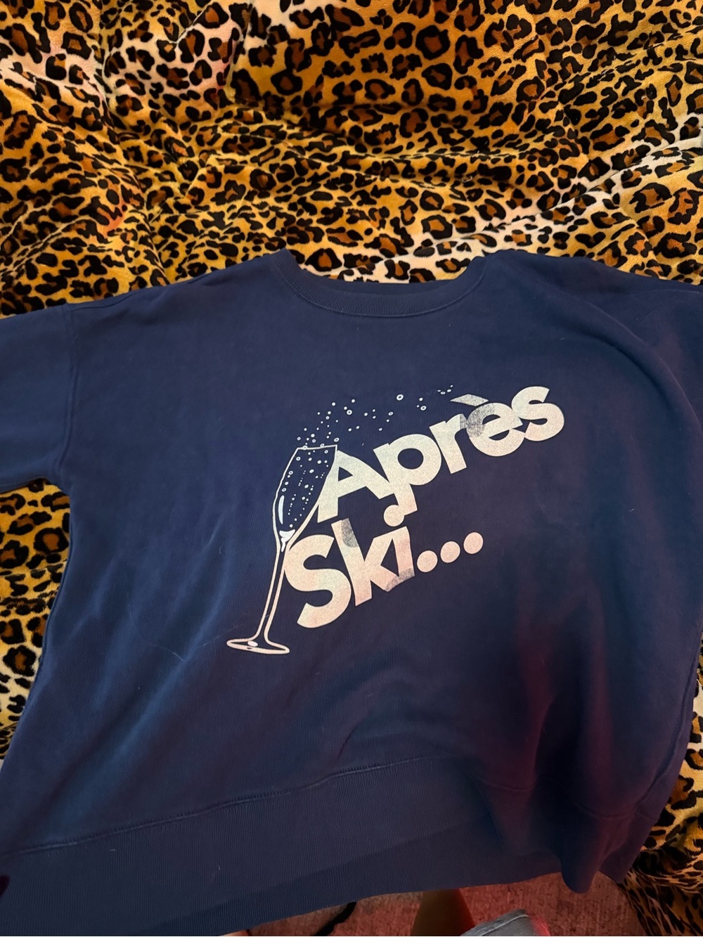 J. Crew Navy Crewneck Sweatshirt "Après Ski" Size S